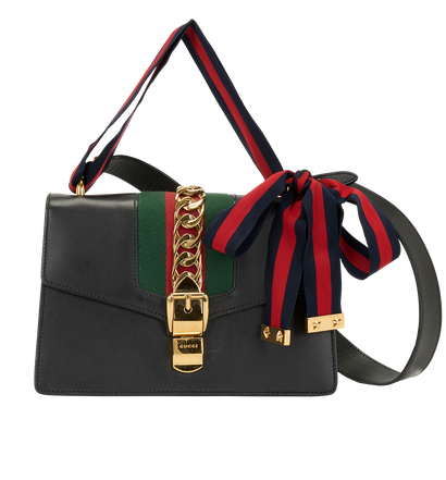 Small Sylvie, &pound;495, Handbags, Black, Leather, Front view